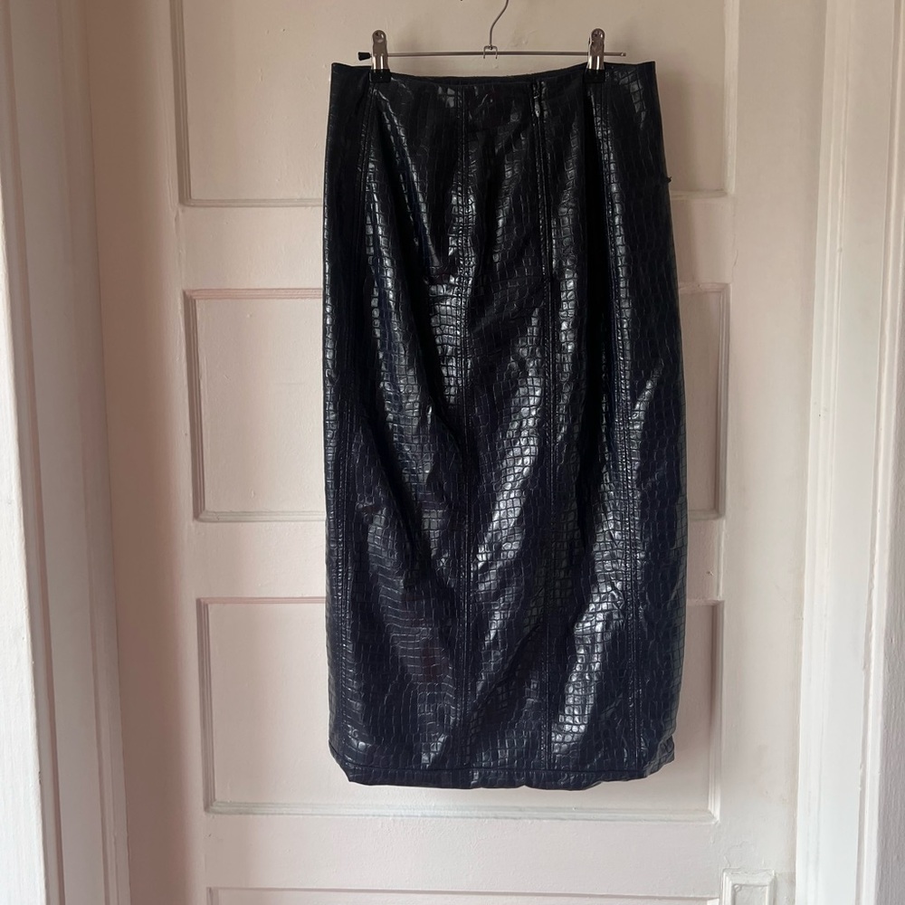 Distressed Tanya Taylor blue snake skin Pencil Skirt size 4